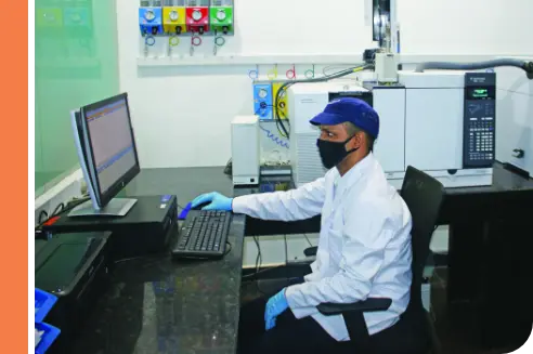 SRF employee working in a lab